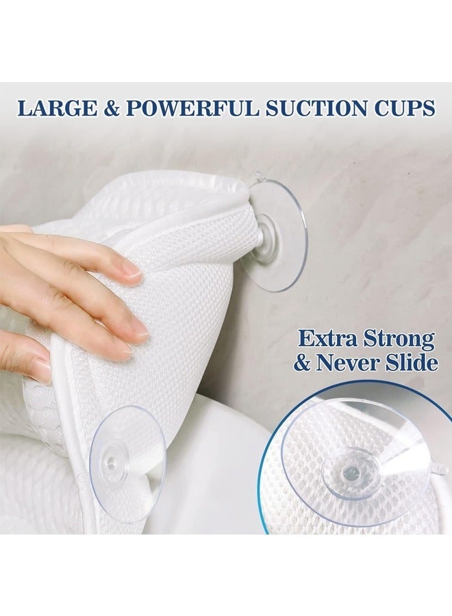 يلا جوي وسادة استحمام، وسادة فاخرة لحوض الاستحمام لدعم الرقبة والظهر، مسند رأس لحوض الاستحمام مصنوع من قماش شبكي ناعم ثلاثي الأبعاد وأكواب شفط مانعة للانزلاق، إكسسوارات استحمام مريحة وهدايا سبا (أبيض) - Image 5